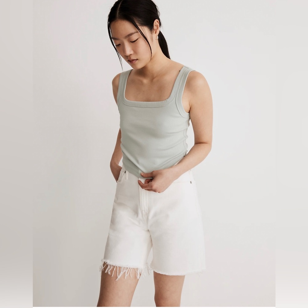Madewell The Tailored Crop Tank in Sleekhold in Color Sage Mist in Size Large
